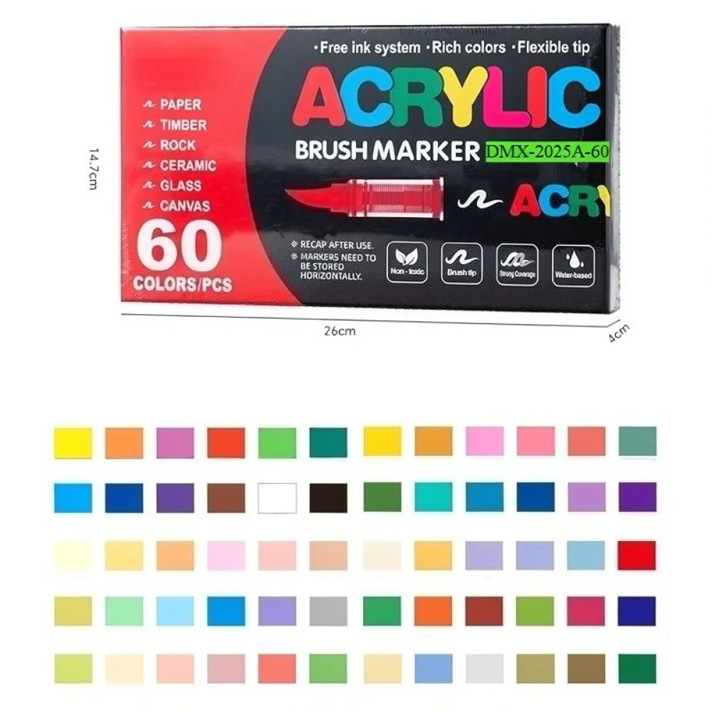 Professional Acrylic Markers Soft Head Drawing Pen Liquid System Waterproof Art Painting Tool For Student Craft School Supplies