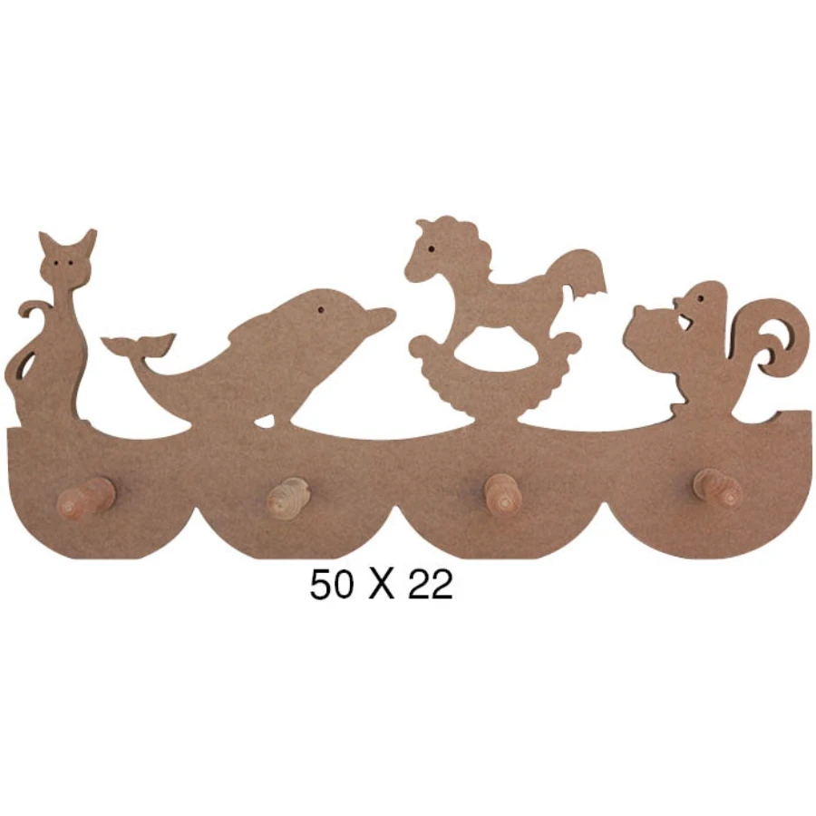 F745 Kids Room Robe Hook, Unpainted Raw Wood Mdf Key Chain