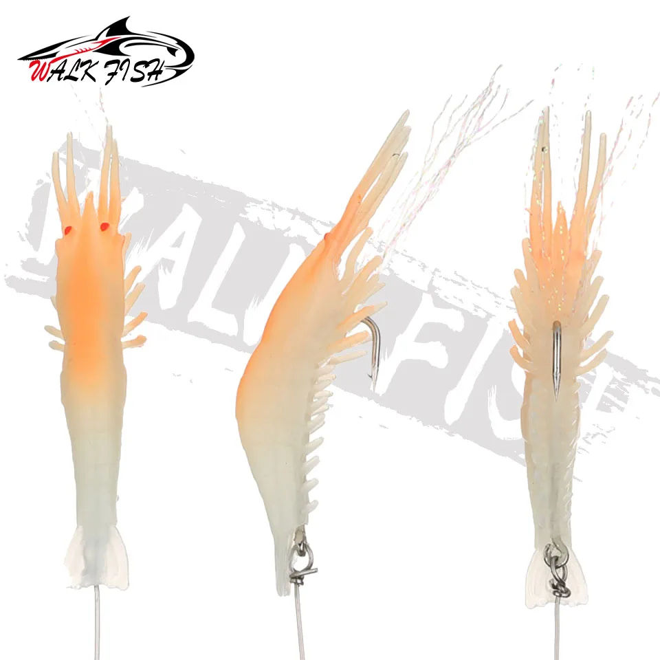 WALK FISH 1PCS 7.5cm 5.5g Soft Fishing Lure Silicon Shrimp Artificial Bait With Swivels Hooks Anzois Para Pesca Sabiki Rigs