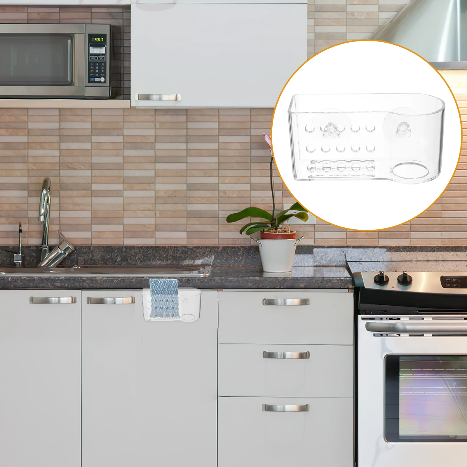 

Kitchen Sink Sponge Holder Suction Cup Sponge Rack Multi-Functional Storage Organizer For Bathroom Kitchen Countertop