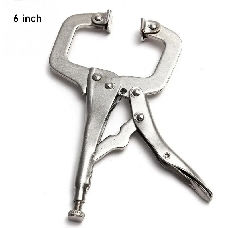 6in Heavy-Duty Locking C-Clamp Pliers Adjustable Welding Clamp Clip and Regular Tips Woodworking Welding Fixing Hand Tool