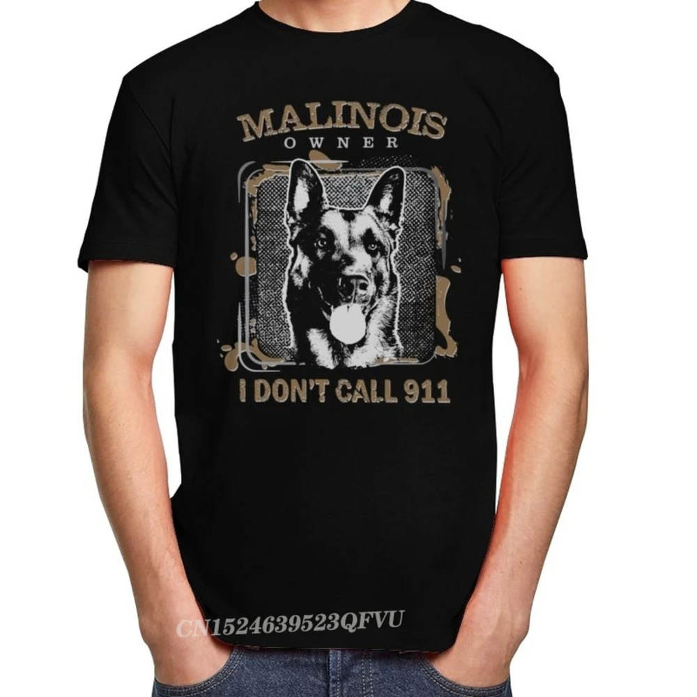 Vintage Belgian Shepherd Malinois Men Pre-Shrunk Cotton Mechelaar T-Shirt Sleeved Dog Lover Harajuku Shirt Clothing Camisas