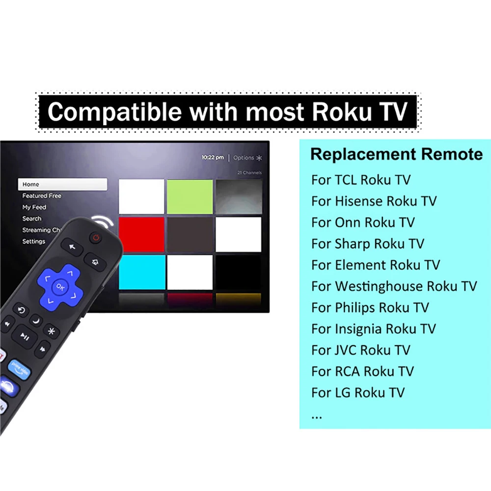 Universal Remote Control for Roku Series TV NETFLIX HD XD XS Streaming Player with Vudu Pandora Youtube Keys Infrared Controller