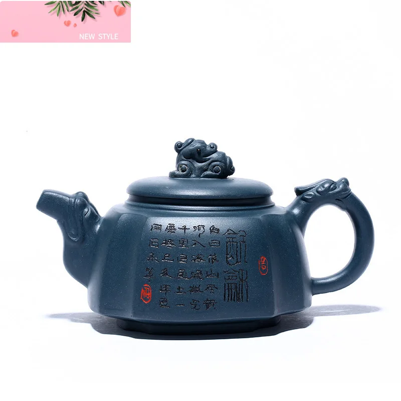 

280ml Authentic Yixing Purple Clay Teapots Handmade Filter Beauty Tea Pot Raw Ore Azure Mud Zisha Kettle Customized Tea Set