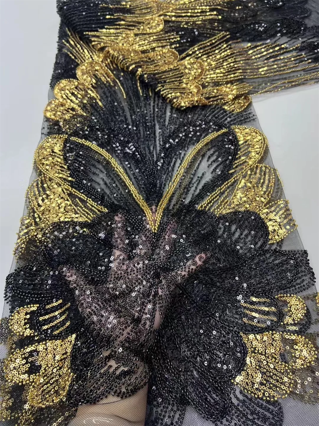 

Luxury French Mesh Beaded Lace Fabric 2025 High Quality African Sequins Groom Lace Fabrics For Nigerian Wedding Dress
