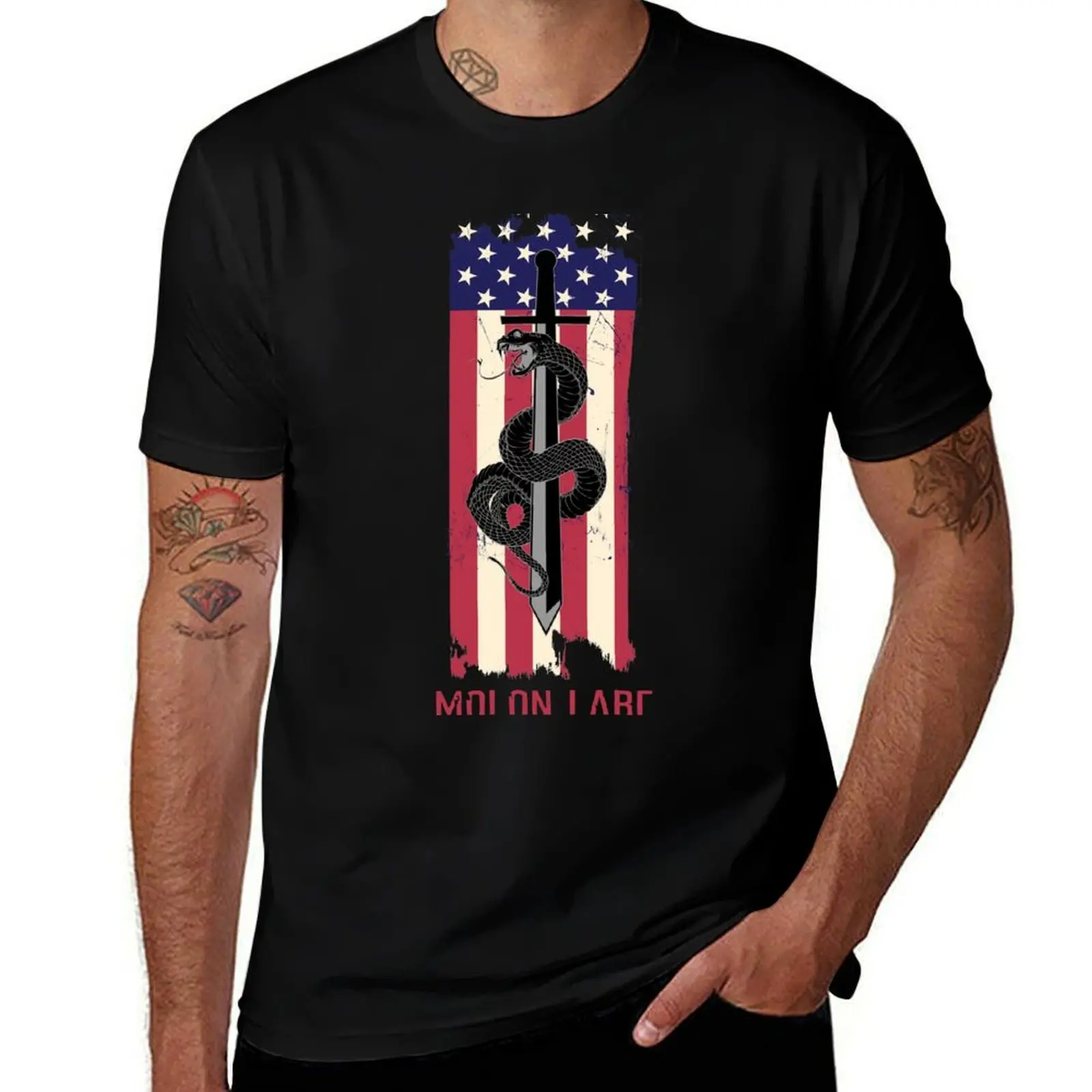 

Molon Labe With American Flag T-Shirt t shirt custom print t shirts cotton 100% T-Shirt