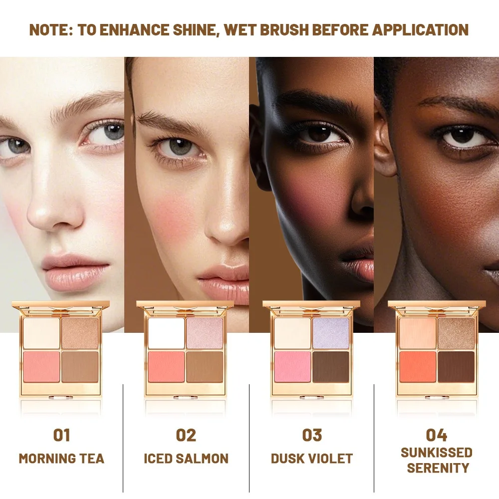 4color Eye Shadow Plate Matte Pearl Daily Suitable Novices Multi-function Facial Palette High-gloss Blush Contouring Light Flash