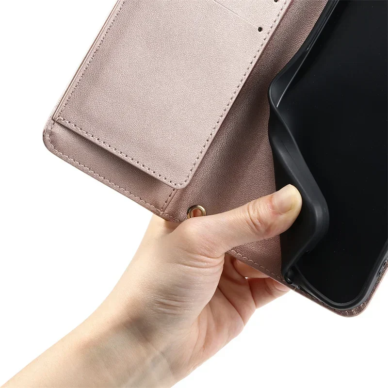 Reno 12F Long Hanging Rope Wallet Phone Case For Oppo Reno12 FS 5G Cases OPPO Reno 12 Pro 12F Ring Magnetic Leather Cover Funda