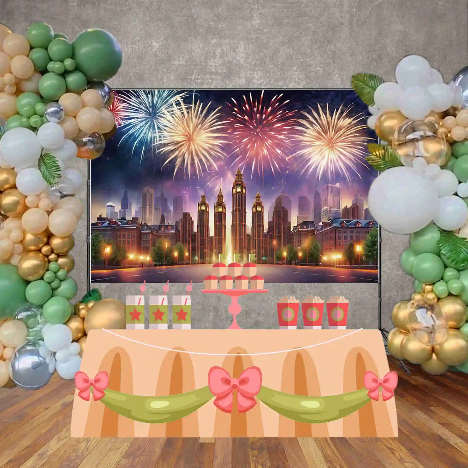 MOON.QG 2025 New Year Background Photography Decoration Party Banner Fireworks Photocall Backdrop Child Studio Photozone Props