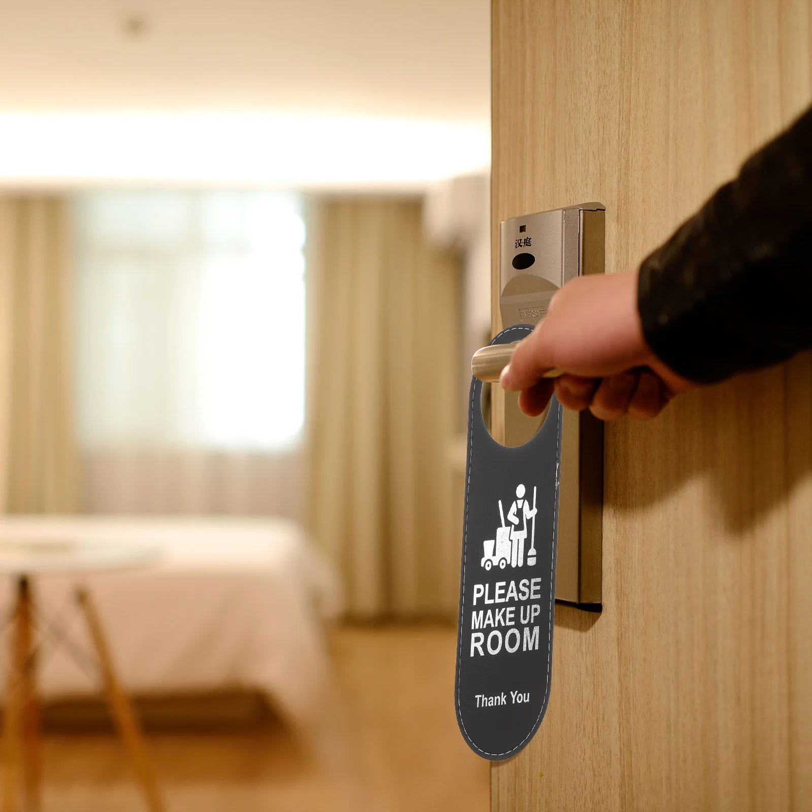 Please Do Not Disturb Hotel Door Sign Office Hanging Coat Hanger Black Knobs