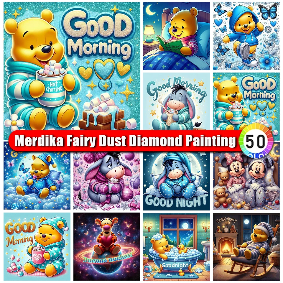 

Picture Size Fairy Dust Diamond Painting Winnie The Pooh Full Diamond Embroidery Cartoon Animal Rhinestone Mosaic Art New 2024