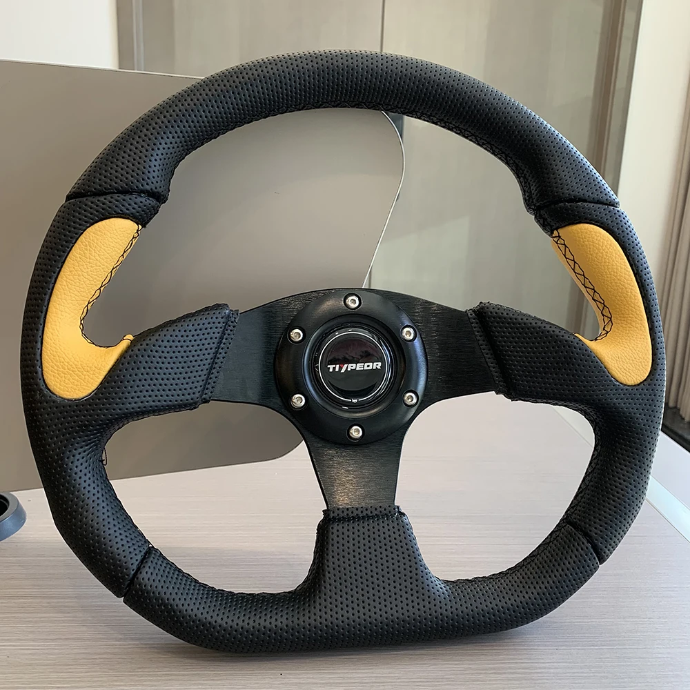 

13 inches 320mm Universal PVC Yellow Racing Sports Game Simulator Golf Steering Wheel