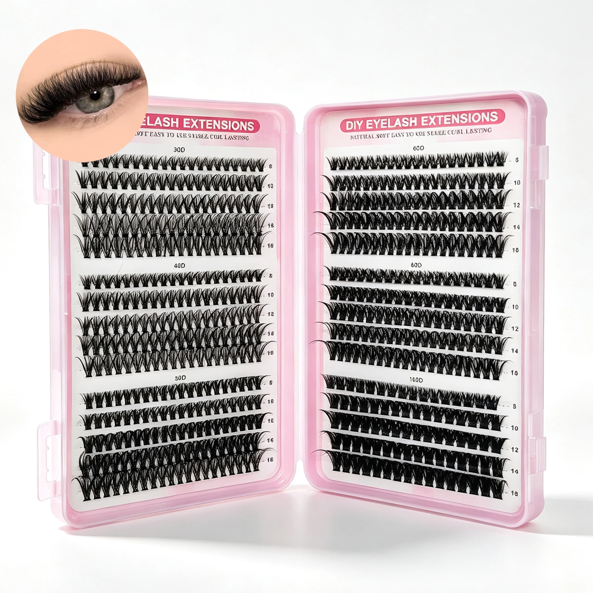 Wimpernbüschel Katzenwimpern Flauschige Einzelwimpernverlängerungen Voluminöse Flauschige Büschelwimpern DIY-Wimpern Make-up – Detail 5