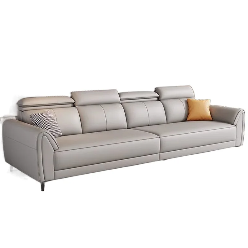 

Simple and modern new leather sofa, first-layer cowhide living room straight-row sofa