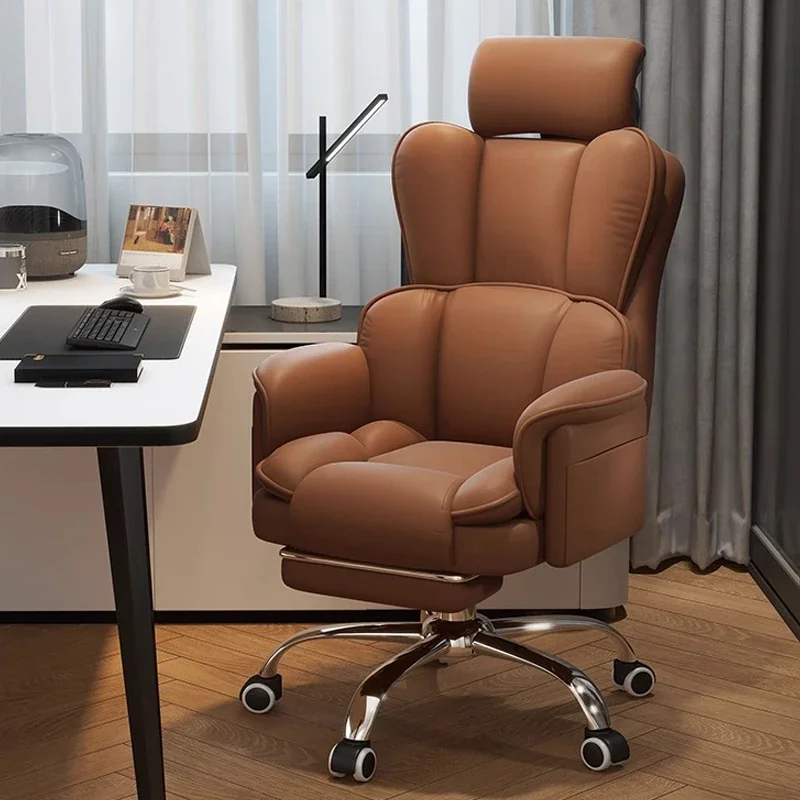 Boss Chair Office Rest Adjustable Recliner Office Chair Comfortable Sedentary Ergonomic Chair Latex Pads Steel Feet PU Leather