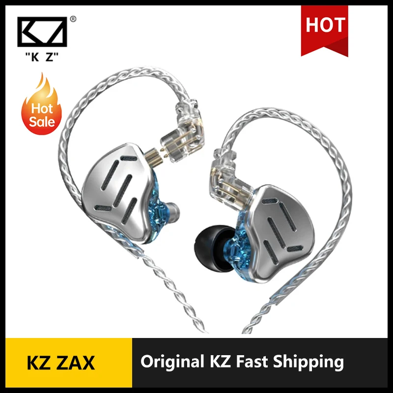 

KZ ZAX Headset 16 Units HIFI Bass In Ear Monitor Hybrid technology Earphones Noise Cancelling Earbuds 7BA+1DD Sport Headphones