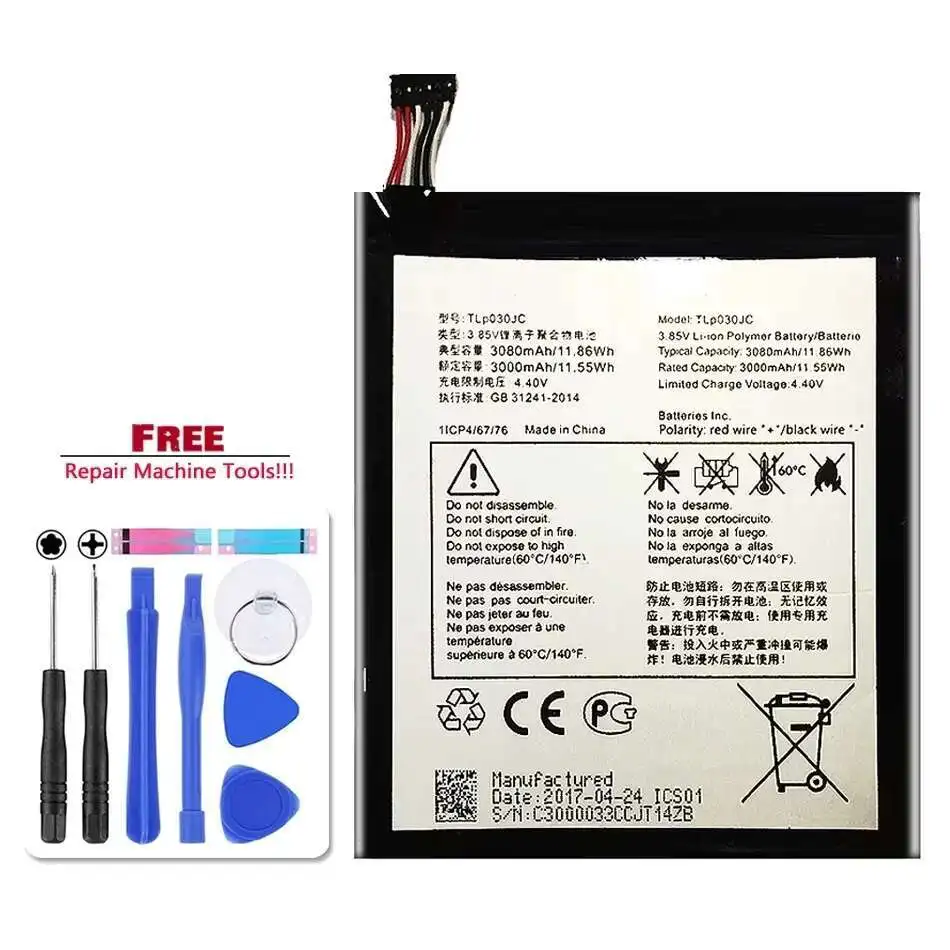 

Reliable Power Supply For Alcatel One Touch A3 XL 9008 9008X 9008D Mobile Phone Battery TLP030JC 3080mAh