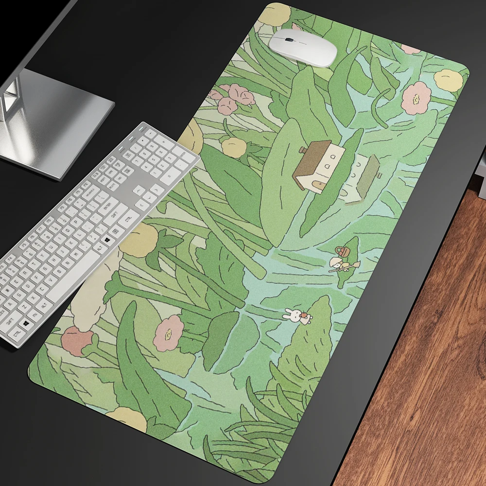 Mouse Pad lale çiçek büyük Mousepad yeşil Xxl oyun klavyesi bilgisayar sümen aksesuarları oyun Ped Ped ofis halısı