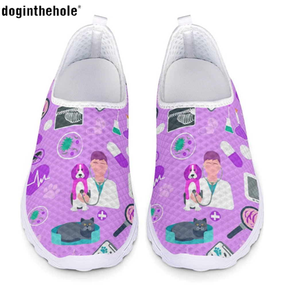 Veterinary Surgenon Print Women Shoes Breathable Mesh Sneaker Lightweight Slip On Shoes For Ladies Girls Fashion