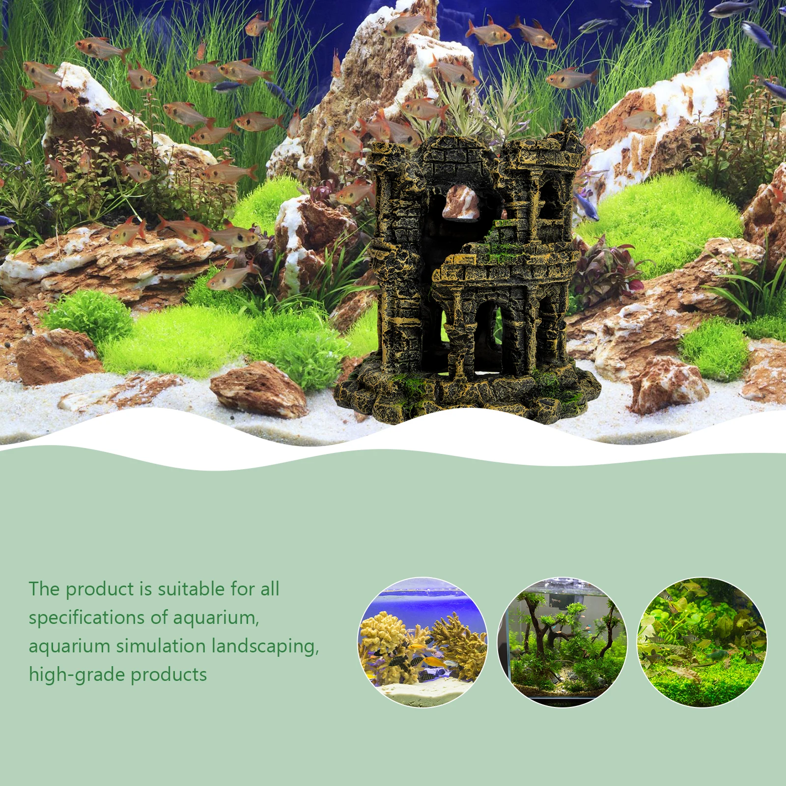 

Roman Colosseum Aquarium Decoration Resin Fish Tank Adornment Lifelike Underwater Scene for Aquatic Pets Natural Hiding Spot