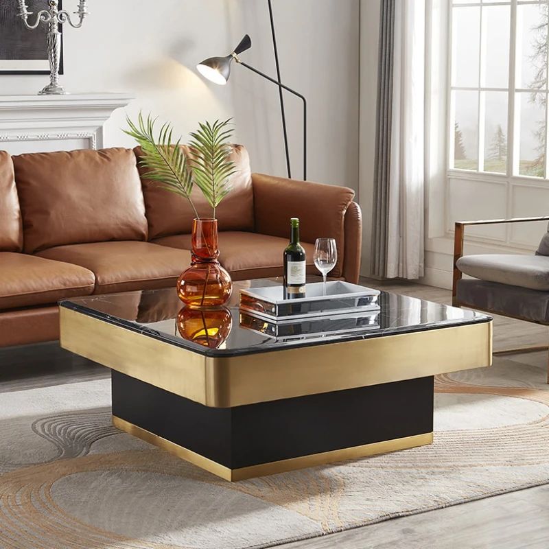

Modern coffee table square steel small apartment living room home