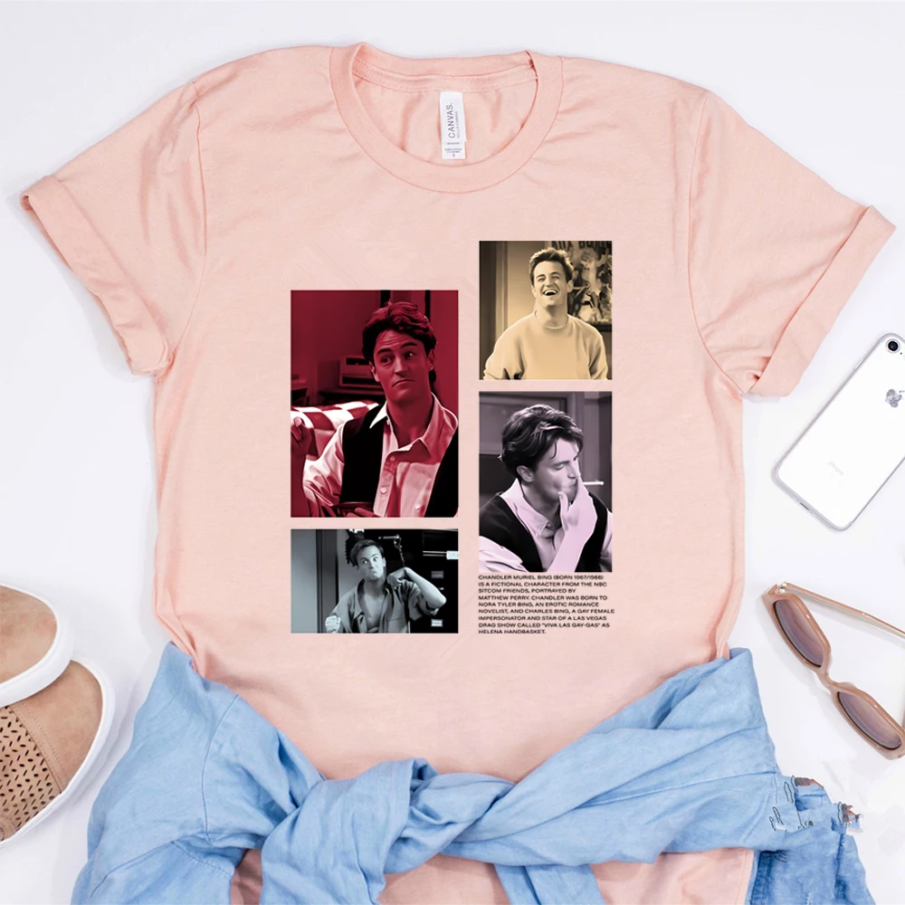 Friends TV Show T-Shirt Chandler Bing Grafik T-Shirt Honoring Matthew Perry Hommage T-Shirt Retro 90er Baggy Boyfriend Shirt Vintage Tops