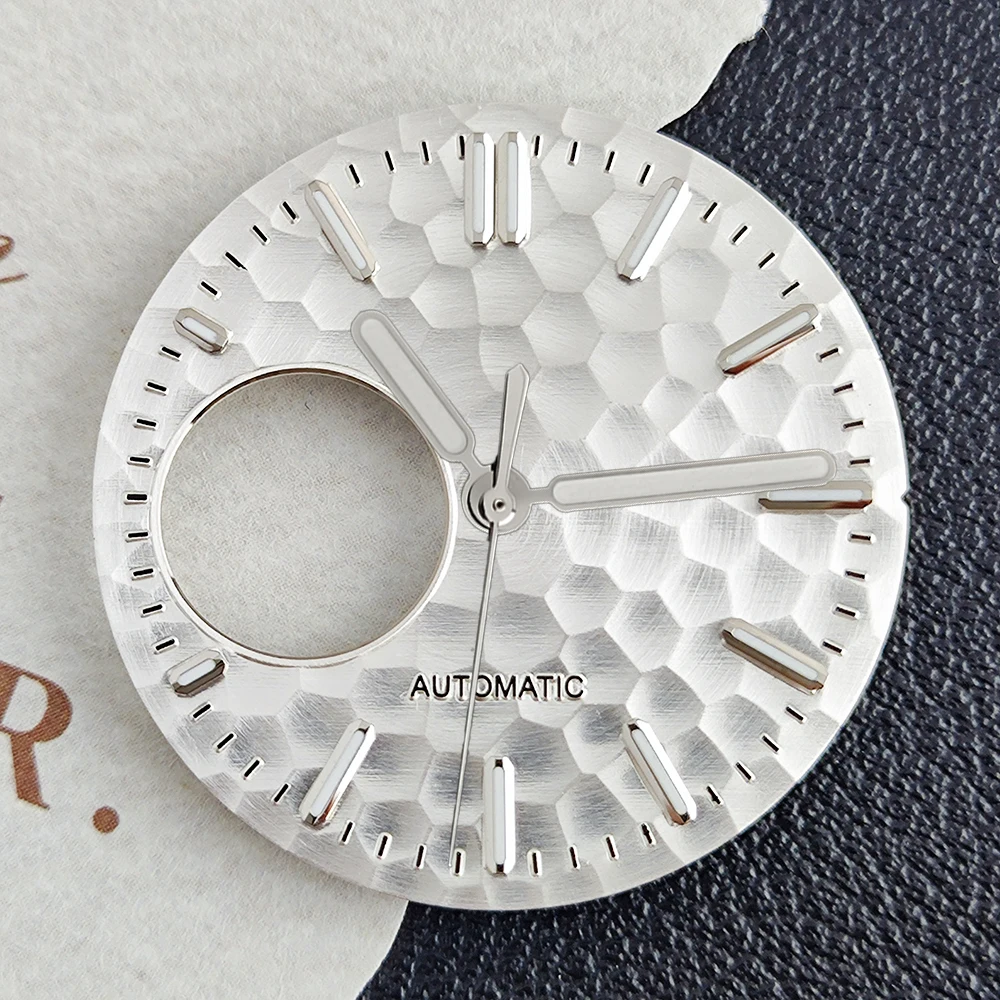 28.5mm unmarked textured dial, suitable for NH35/36/38 automatic movement C3 brightness silver case module parts