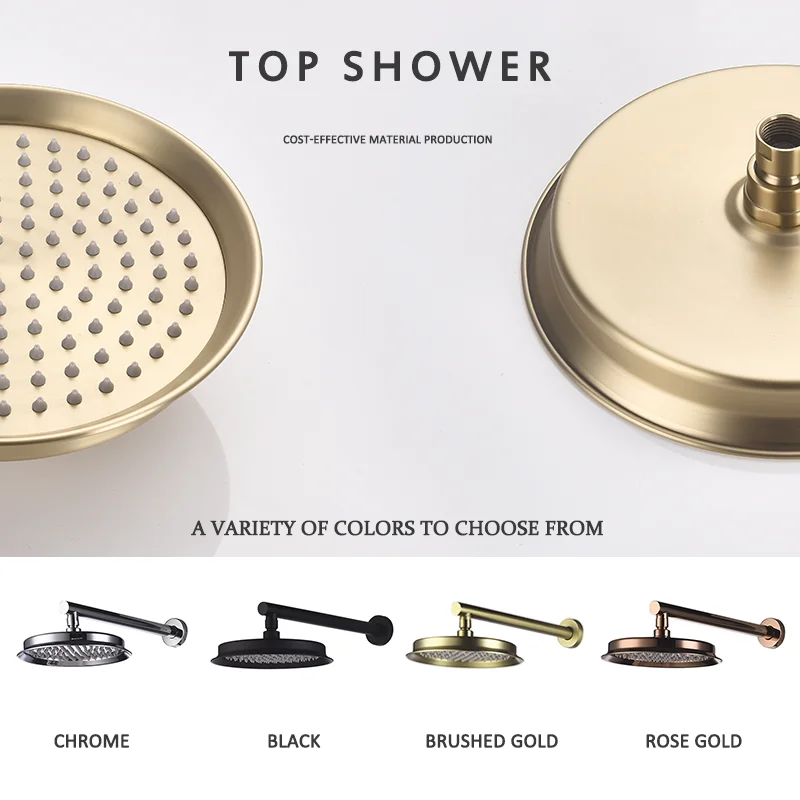 

Brass Golden Rainfall Shower Head Shower Faucet Head with Arm Bathroom Replace Rain Shower Rose Gold Antique Shower Accessory