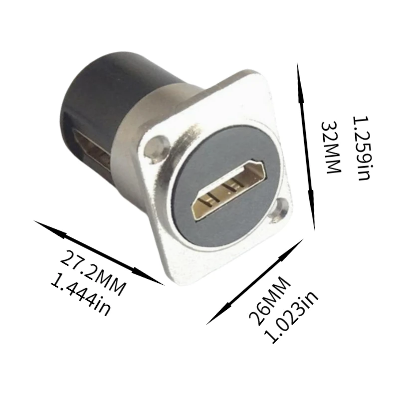 Rosca interna HDMI a codo de rosca interna, junta a tope recta de 90 grados, Módulo de conector de adaptador de panel fijo de tornillo