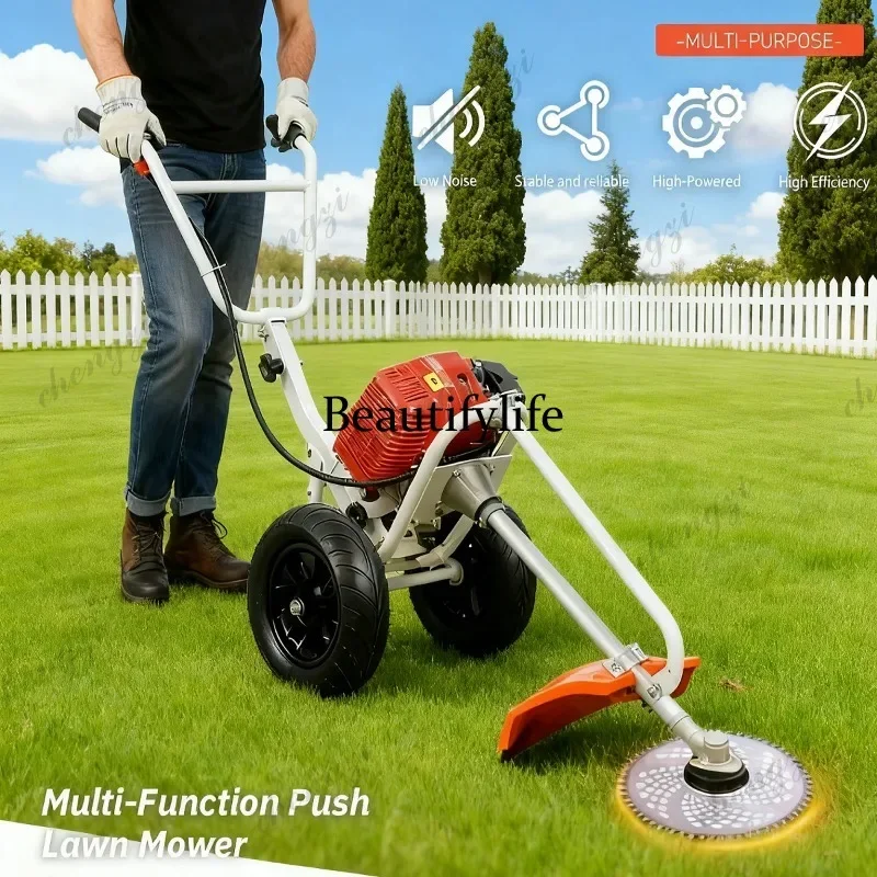 f182 Lawn Trimmer Self-propelled Grass Cutter Wheeled Lawn Mower Push-type Lawn Cutter Portable Land-Clearing Weeder