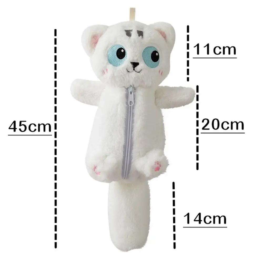 Novidade boneca de pelúcia saco de lápis de pelúcia design bonito kawaii gato caneta saco de papelaria de pelúcia armazenamento de maquiagem