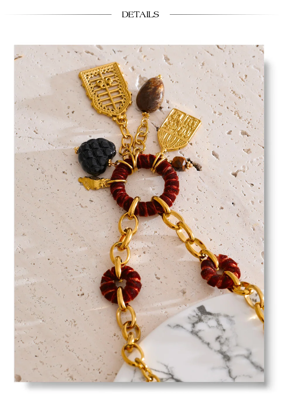 Yhpup Statement-Halskette mit Herz-geometrischem Charm-Anhänger aus Kunstharz, handgefertigt, Edelstahl, stilvoll, einzigartig, unverwechselbar, trendiger Schmuck – Detail 12