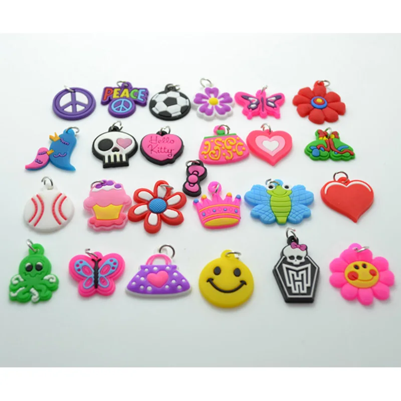 36PCS DIY Colorful Loom Rubber Bands Bracelets Jewelry Making Accessories for Kids Girls Charms Pendant Animal Flower Beads Toy