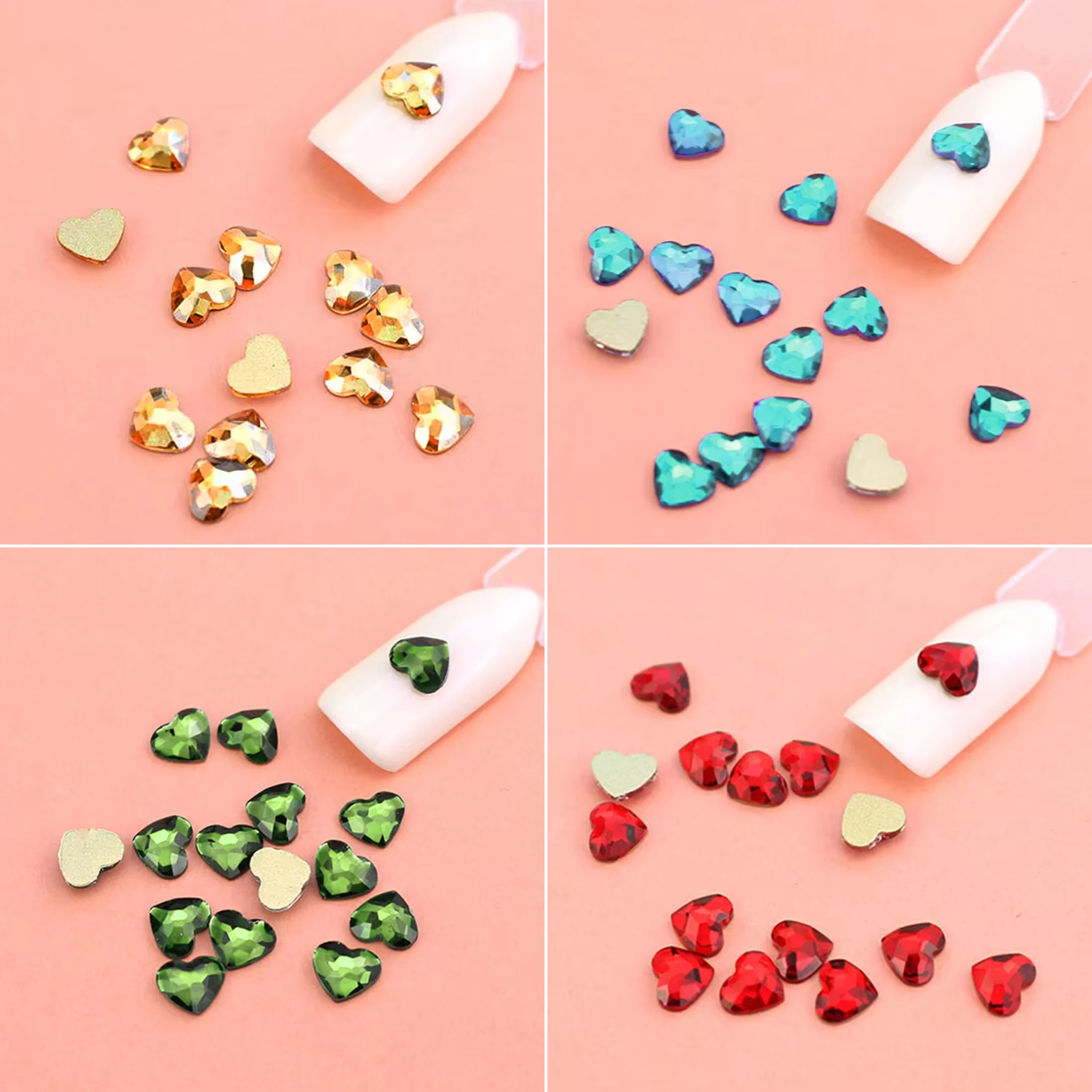 20szt Mini Rhombus Nail Rhinestones Flat Bottom AB Color Nail Art Crystal Gems Dazzling Manicure Tip 3D Nail Art Decoration