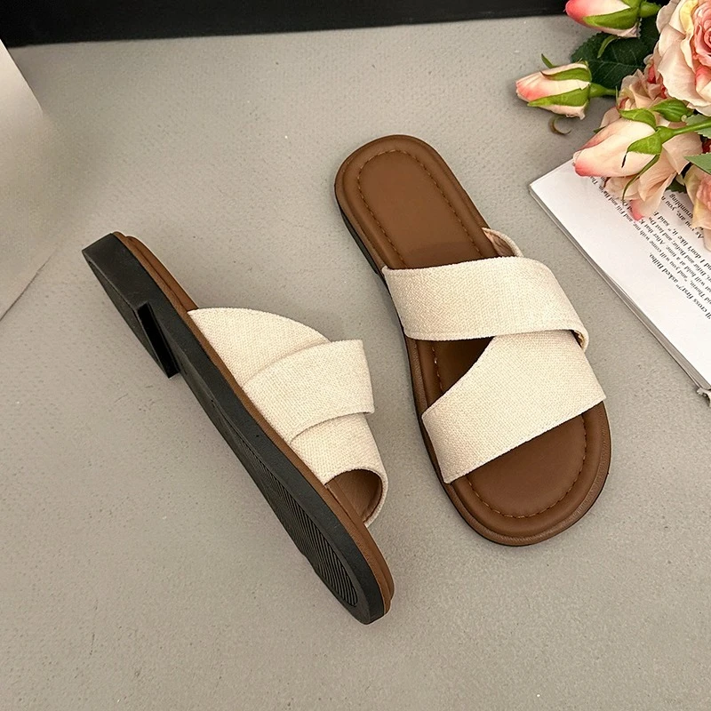 Flache Sandalen für Damen, Sommerkollektion 2026, Neuer Urlaubsstil, Leichte Weiche Sohle, Lässige und Bequeme Flip-Flops