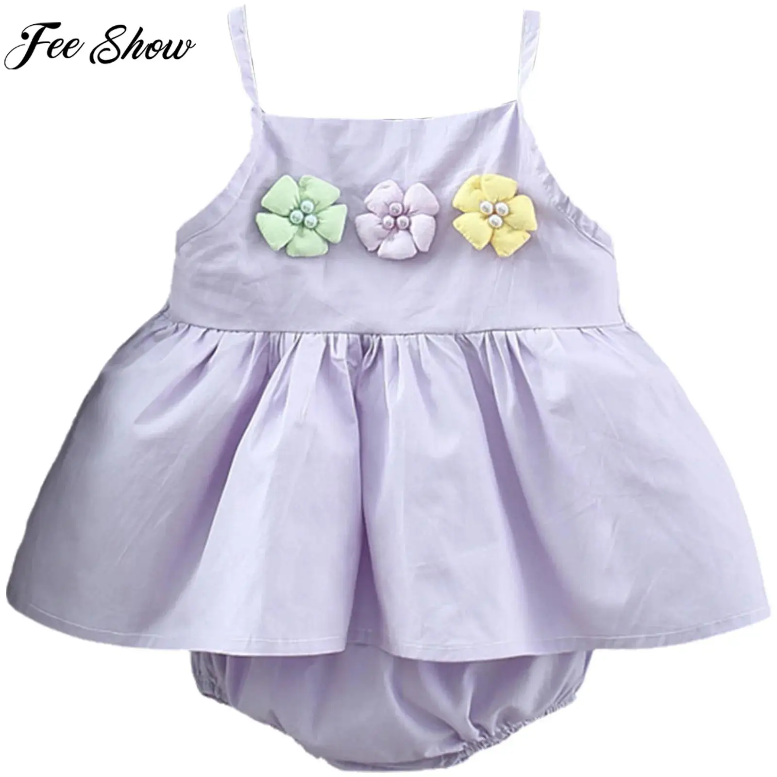 

Toddler Girls Sleeveless Flower Decor Slip Dress with Shorts Summer Sweet Cute Daily Holiday Birthday Party Photography Outfit