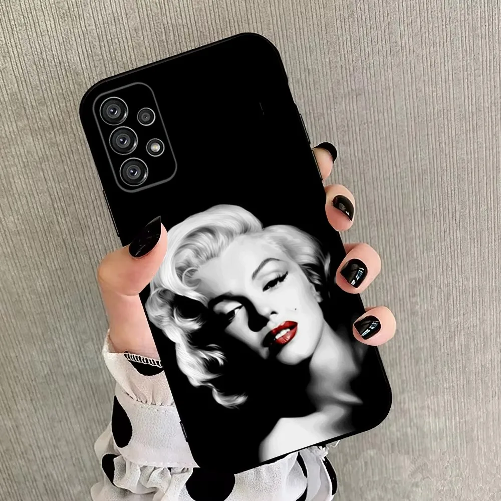 Custodia per telefono sexy M-Marilyn M-Monroe per Samsung Galaxy A20, A21s, A22, A31, A32, A52, A53, A72,73, A80, A91 Cover morbida nera