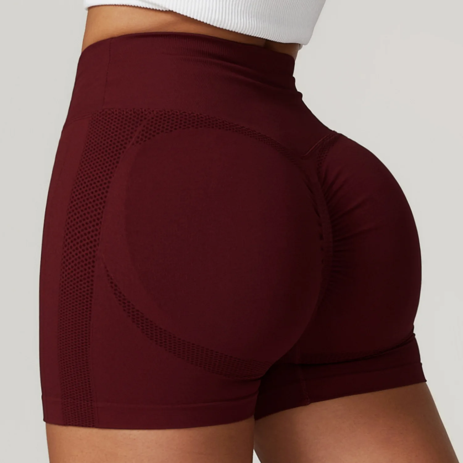 Seamless Cycling Sport Shorts For Women Summer Elastic Scrunch High Waist Push Up Tummy Control Gym Fitness Workout Yoga Shorts