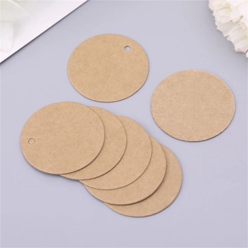 100x Circle Tages Gift Tages Kraft Paper Tages Wishes Tages Round Tages for Gift Wrapping Craft Project regalo natale