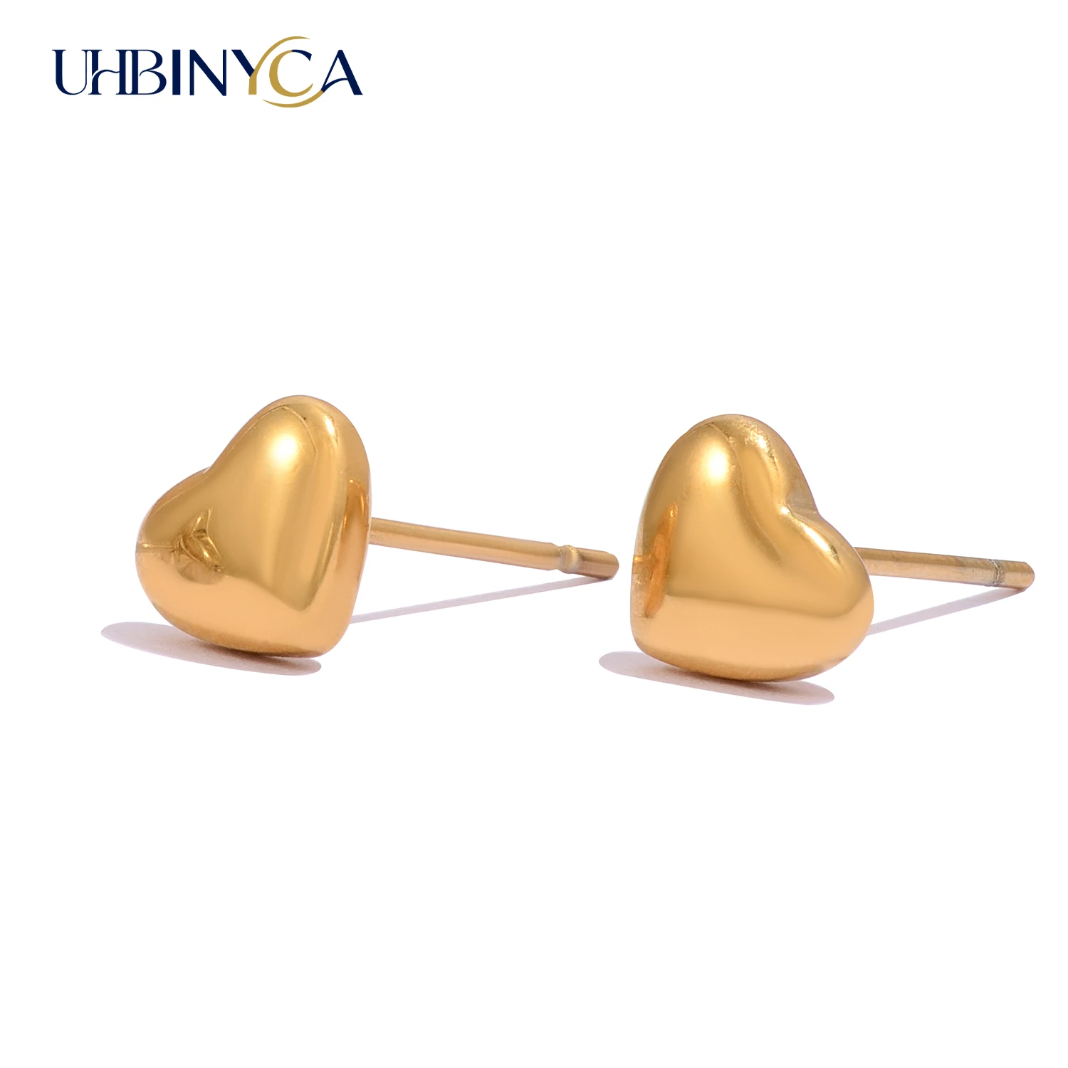 Modische Kleine Herz-Ohrstecker für Damen, 18K Vergoldete Edelstahl-Ohrringe Hypoallergener Feiner Schmuck Tägliches Geschenk