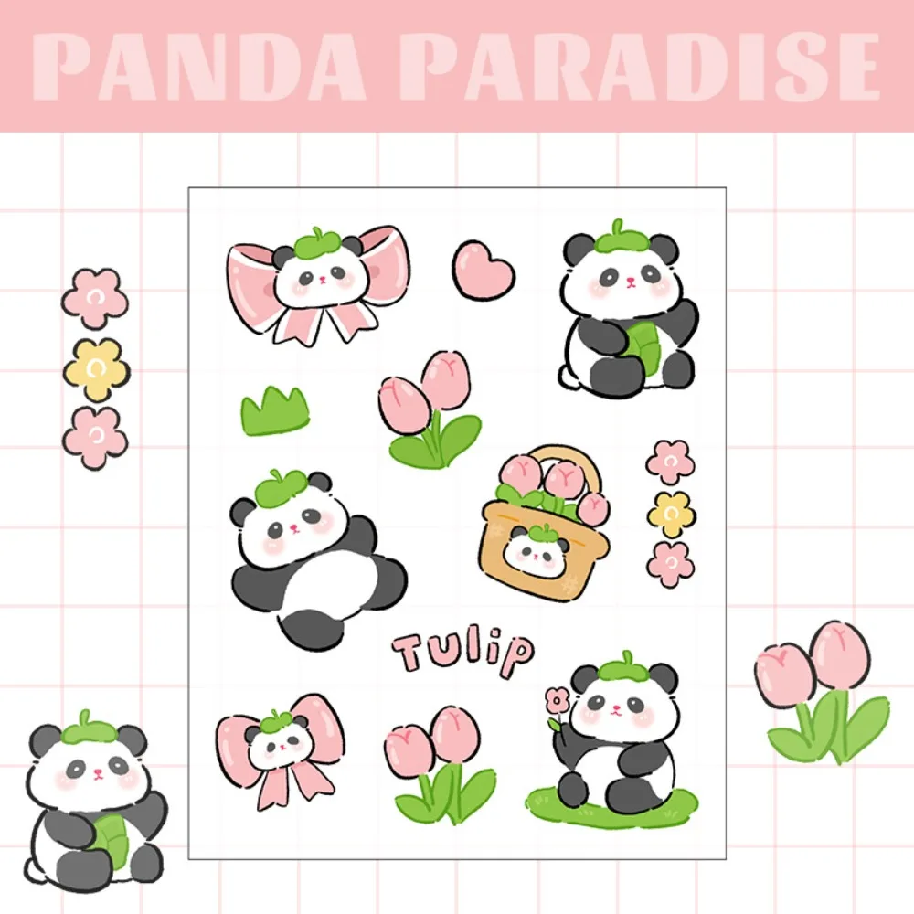 Waterproof Panda Stickers Self-Adhesive Reusable Cartoon Panda PET Stickers PET Creative Panda Animal Graffiti Sticker Luggage