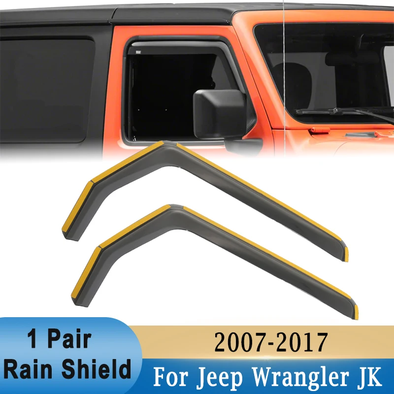 

2Pcs Window Rain Awnings Shelters Deflector Side Window Sun Visor Ventilation Guard for Jeep Wrangler JK 2007-2017 2/4 Doors