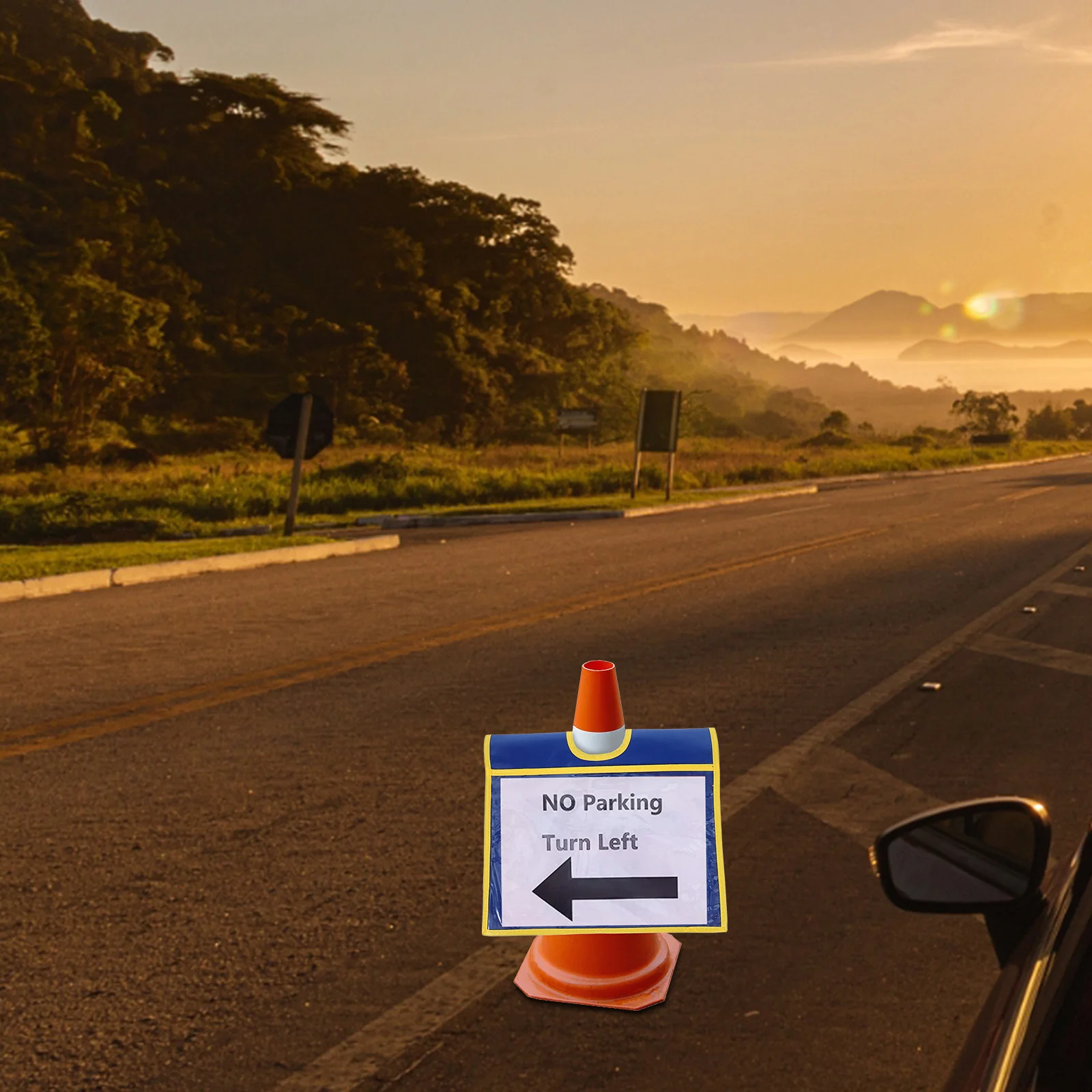 Traffic Cone Sleeve Safety Sign Durable Lightweight PVC Oxford Cloth Message Pocket Outdoor Activity Warning Signal Caution