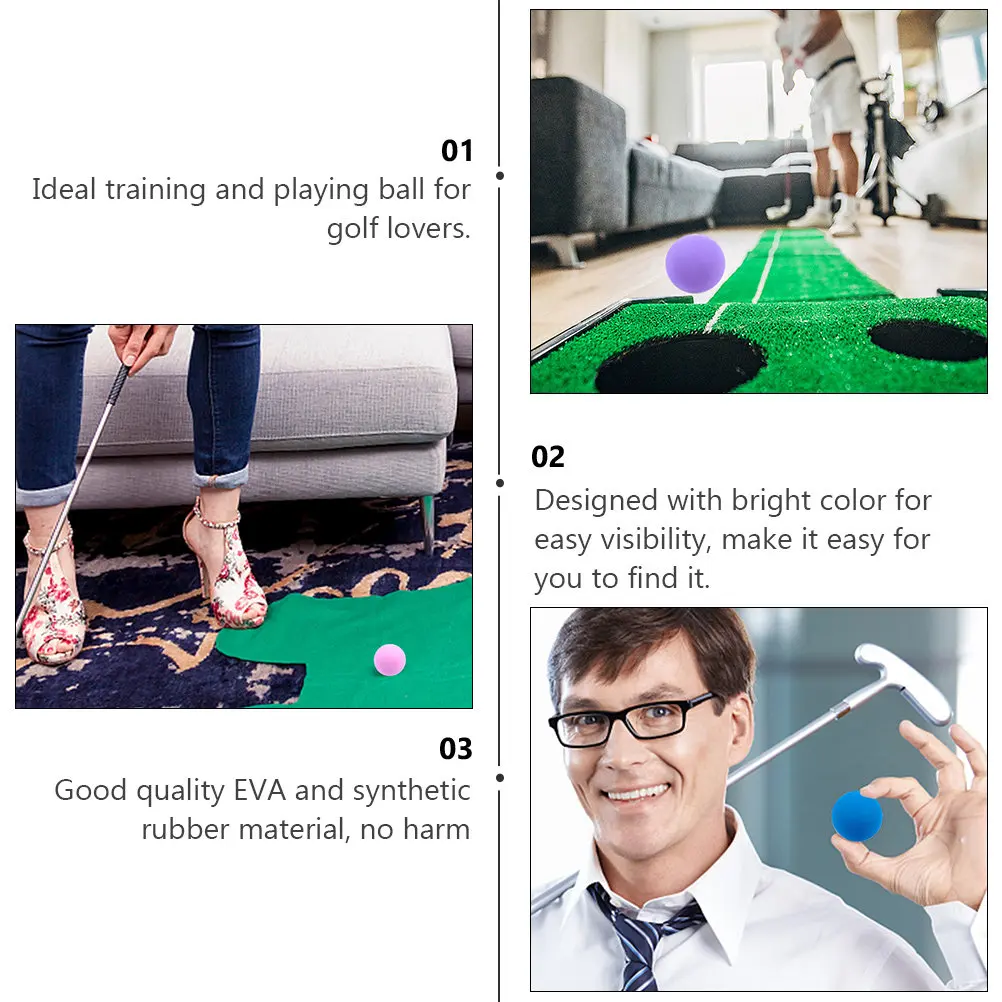 

10 шт. 6-сантиметровых тренировочных мячей для гольфа, ярких цветов, хорошо видимых, многоразовые, эластичные, для детей, для игры в помещении и на улице
