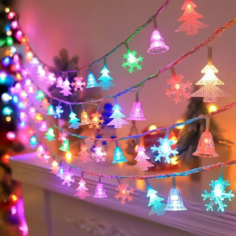 

Christmas Tree Snowflake Bell Star LED Light String USB Battery Operated Fairy Light Bulb Wedding Party Garland New Year Decor