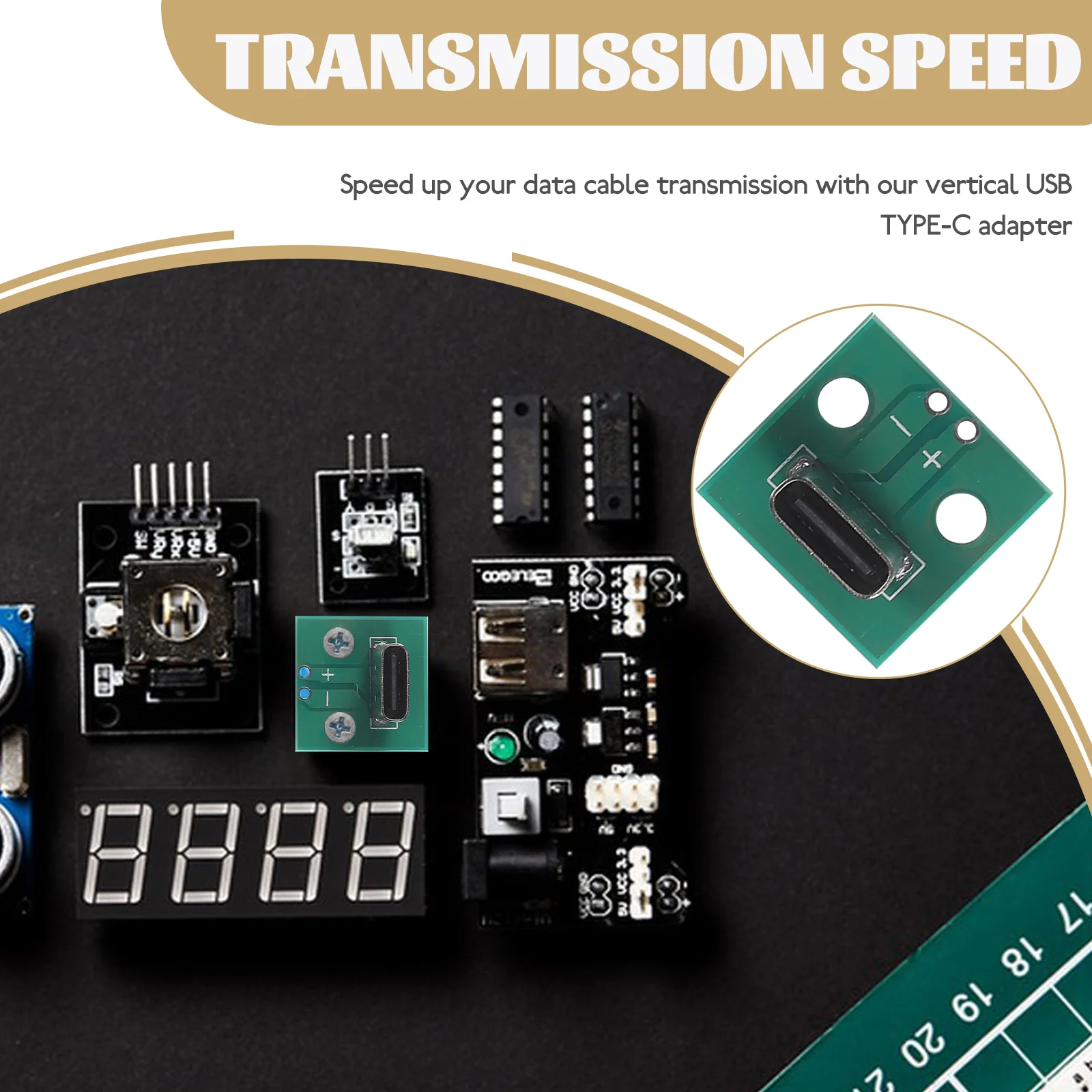 

10pcs Usb C Board Female Receptacle Adapter Pcb Converter Board 6-Pin Connector Support Module Vertical Design For Data Line