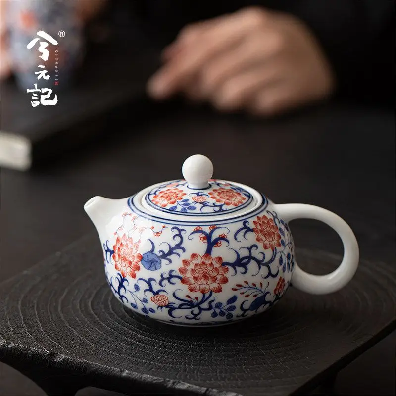 

Керамический чайник Xiyuanji Xishi с сине-белой подглазурной росписью, высококачественный заварочный чайник для домашнего использования, китайский набор для чаепития Кунг-фу
