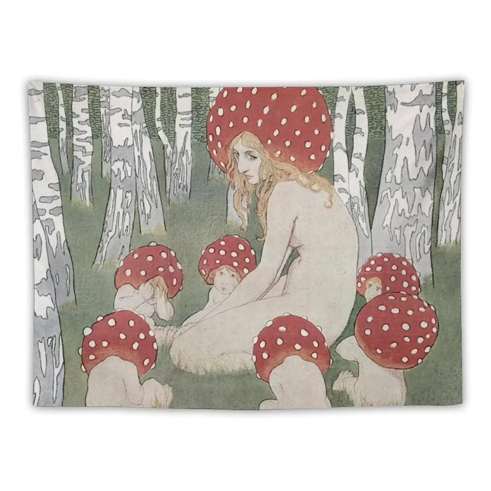 

MOTHER MUSHROOM WITH HER CHILDREN - EDWARD OKUN Tapestry Wall Decor Hanging On The Wall Hanging Wall Tapestry