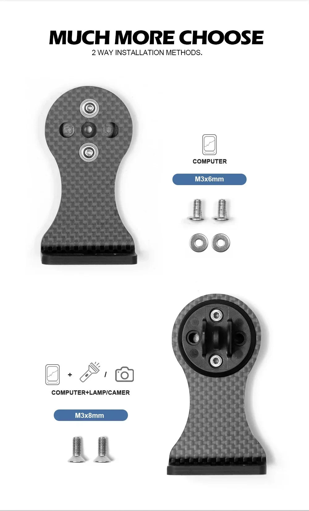 CM-02+ Carbon Bike Stem Extension Computer Mount Code Table Rack - Bicycle Accessories for GPS Bike Computer Camera Light – Detail 6