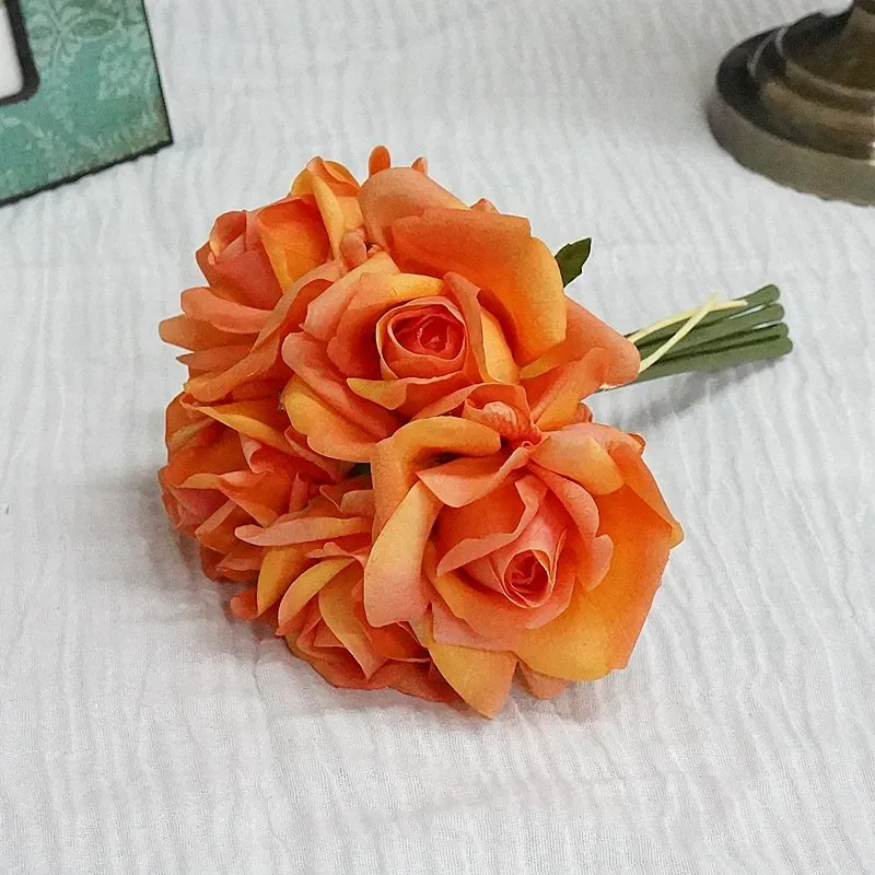 5 Kopf/Bündel Feuchtigkeitsspendende Rose Real Touch Künstliche Blumen Brautstrauß Hochzeit Tischdekoration Party Floral Rose Home Dekoration